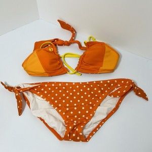 Billabong Bikini Reversible Halter Swimsuit Triangle Top Lined Bottoms